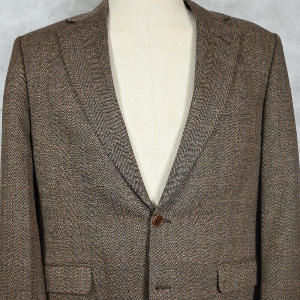 GORGEOUS Brooks Brothers 346 Brown With Blue Herringbone Wool Sport Coat 42R